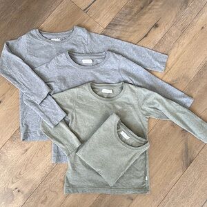 Jamie Kay Unisex Long Sleeve Tee Bundle - Gray, Soft Green - Size 3 Years